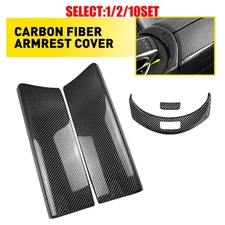 For Mercedes Benz W205 C-Class 15-20 Carbon Fiber Armrest + Button Trim 1~10X