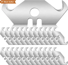Utility Hook Blades - 50PCS Steel Razor Blades with Storage Box for Cutting
