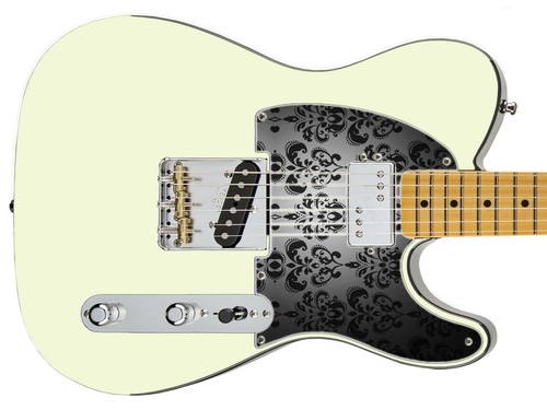 Pickguard Headstock Tremolo Skin Wrap Reskin for Guitars - Black Damask 867 - Picture 19 of 35