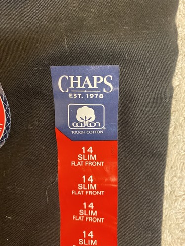 Chaps Boys' Approved Schoolwear Black Flat Front Pants Size 14 Slim NEW! - Picture 4 of 6