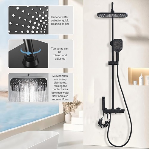 Bathroom Exposed 8"Rain Shower Faucet System Outdoor Shower Fixture Wall Mounted - Picture 164 of 287