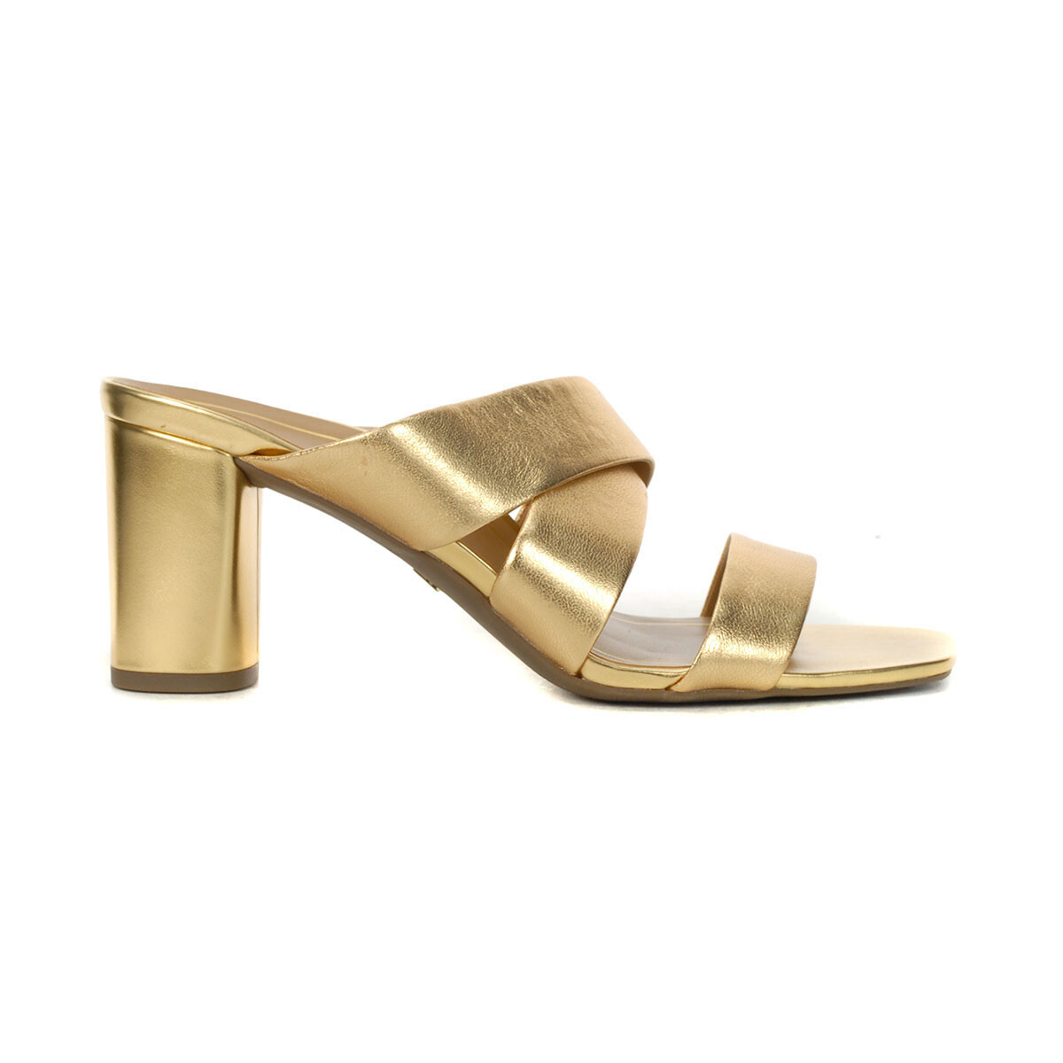 Женские босоножки на каблуке из кожи цвета Мерло золотистого металлика Vionic I8686L3700 21890₽