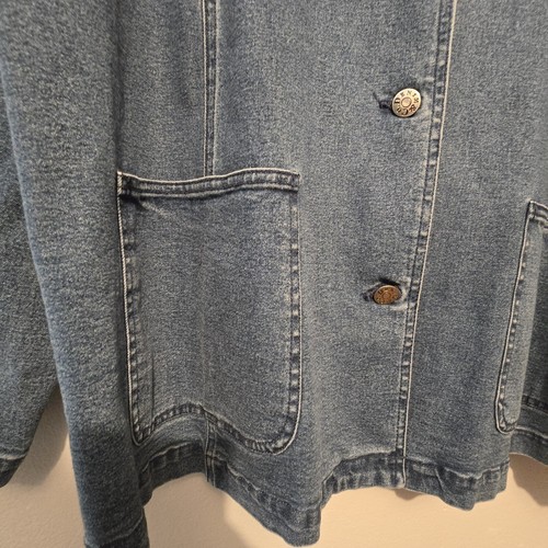 Denim & Co. Denim Blazer Jacket Womens Plus 2X Blue Jean Floral Embroidery Boho - Picture 5 of 12