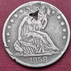 1858 Seated Liberty Half Dollar 50c Better Grade VF - XF Details #55680