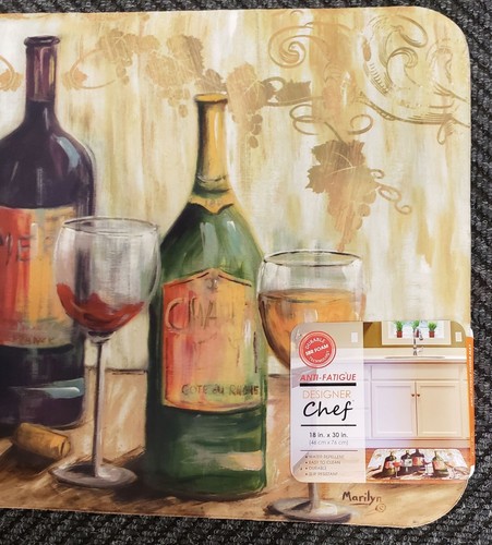 ANTI-FATIGUE NON SLIP FLOOR MAT(18"x30")WINE & GRAPES,4 BOTTLES &2 GLASSES,DC,HD - Picture 3 of 12