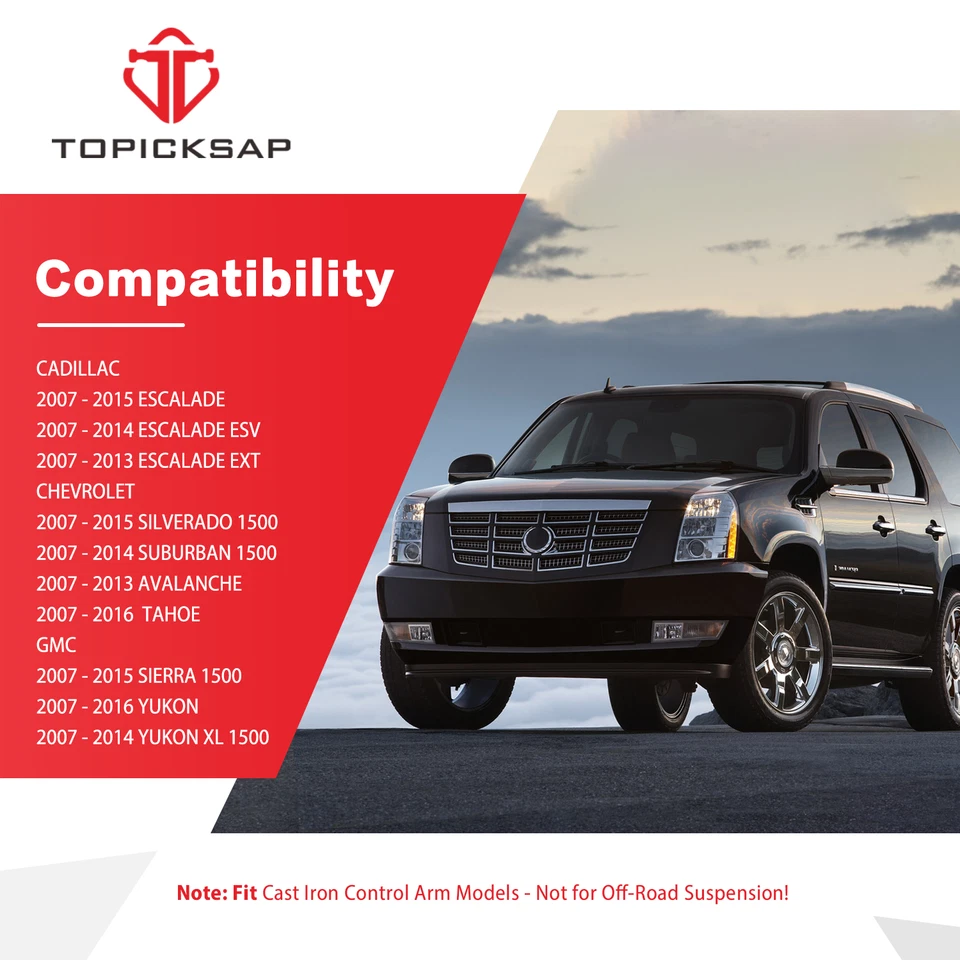 Brazo de control inferior delantero rótula apto para 2007-2015 Escalade Chevrolet Tahoe Yukon Foto 2 de 4