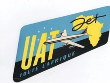 old Airline luggage label UAT Afrique Africa #104