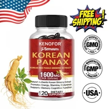Korean Red Ginseng Root Extract 1600mg Maximum Strength Ginsenosides 30to120Caps