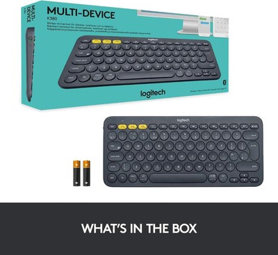 Logitech K380 Multi-Device Bluetooth Keyboard Compact Slim Profile - Dark Gray
