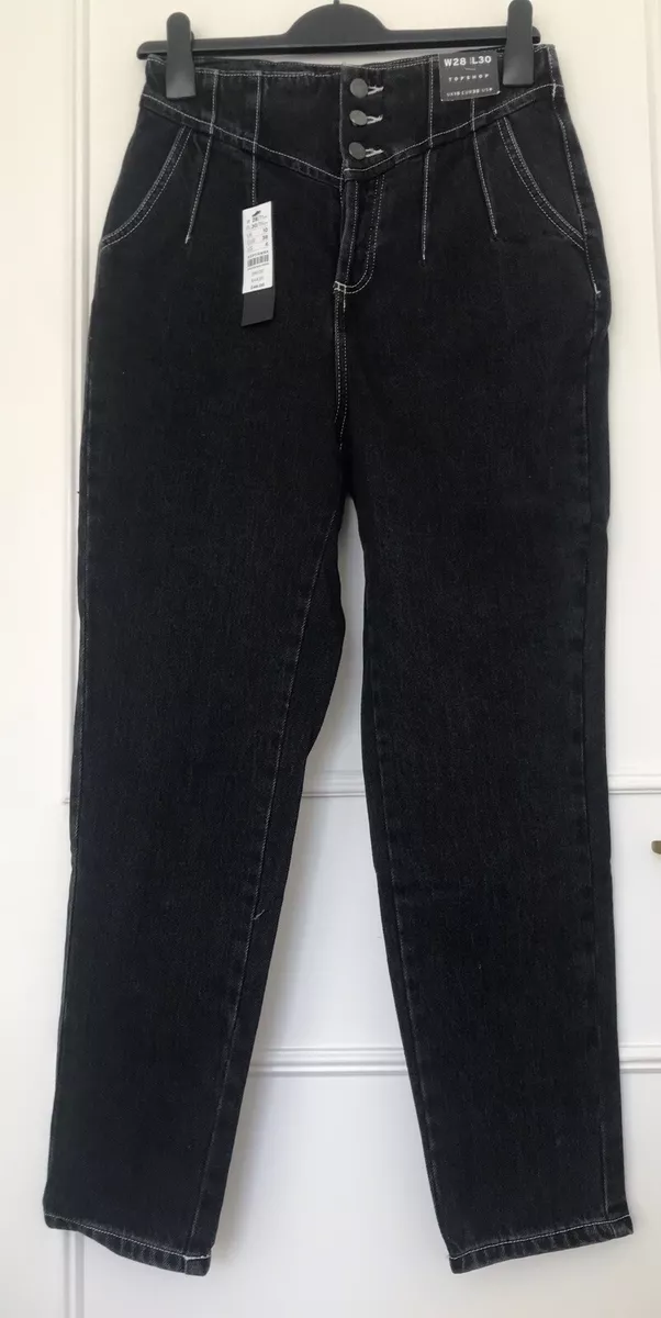 Topshop black high waisted jeans with white stitching NEW TAG 46