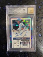 2017 PANINI CONTENDERS RONALD ACUNA AUTO Ticket 1st RC Cracked Ice #/23 🔥 BGS 9