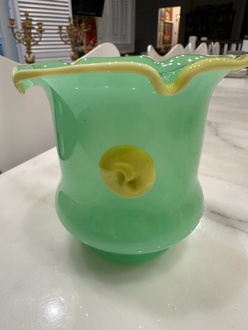 Vase En Verre Opalin émaillé Années 50 - Portrait De Dame - Magnifique Pièce Vintage à Décor