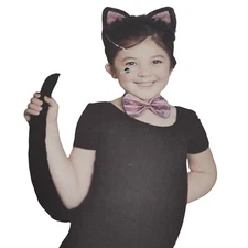 Way To Celebrate Halloween 3 Pc Cat Kit Costume Ears Headband Bow Tail Pink NEW 