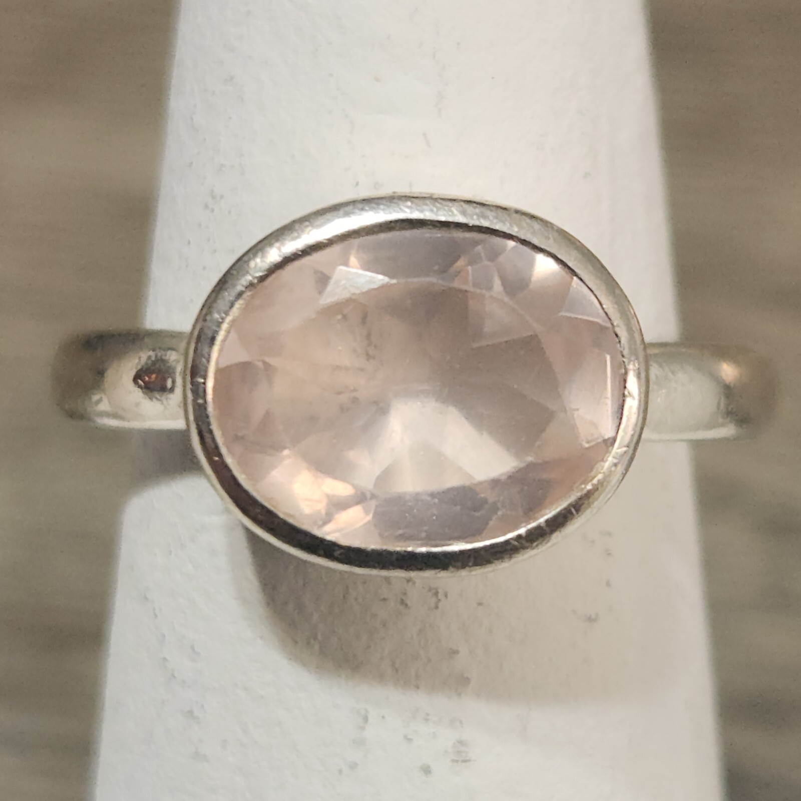 925 Solid Sterling Silver Oval Cut Rose Quartz Ri… - image 1