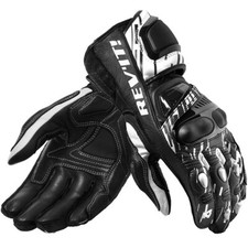 Image of Rev'it Leather Motorcycle Gloves Quantum 2 White Black Race Track Motorbike