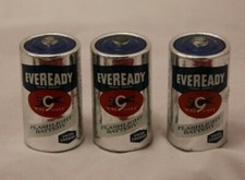  3 Vintage Eveready 9 Lives Flashlight Batteries C Cell Battery - F1