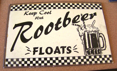 sign Root Beer Floats 7.3'' x 10.8'' steel, chips on edges - see picfures 43025