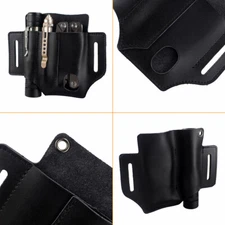 Tactical Belt Pouch Leather Tools Sheath Pouch Flashlight Pen Knife Holder Pouch
