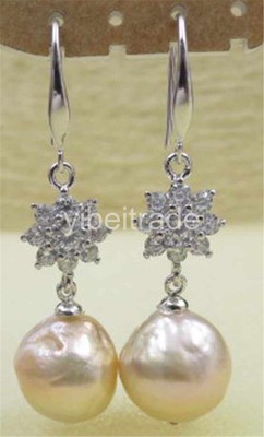 natural rainbow pink 13mm FURROW Kasumi pearl earring 925 silver