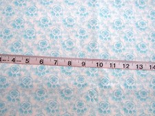 1 yd 100 Cotton Fabric Cream with Caribbean Blue Flowers