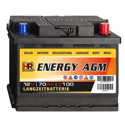 HR-Energy 70Ah AGM Batterie 12V ersetzt 63Ah 65Ah 67Ah