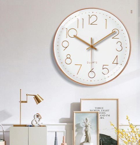 Wall Clock Round Silent Home Kitchen Bedroom Office Indoor Quartz Modern Clock - Picture 2 of 16
