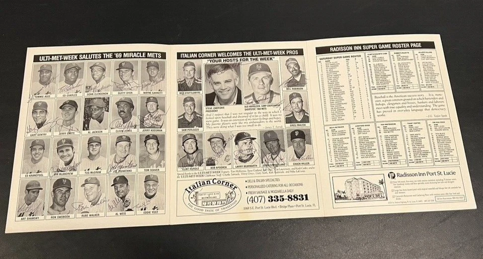 New York Mets Miracle Mets 1969 Ulti-Met-Week Program Hand Signed - Image 2 of 4
