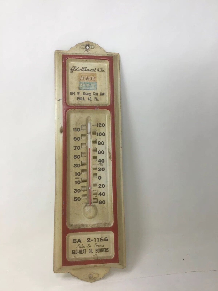 Atlantic Gas Heating Oil 1950s Thermometer Glo-Heat Co