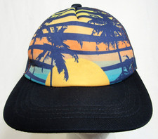 Tommy Bahama Sun Palm Tree Multicolored Trucker Hat L/XL Kids EUC