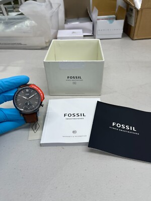 Fossil Neutra Brown Leather Strap Hybrid Smart Watch 44mm FTW1194 NEW OB 