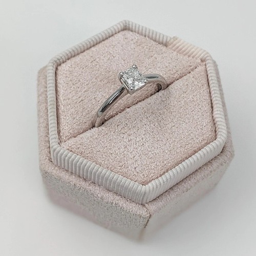 Anillo solitario de cuatro puntas corte cojín semi montaje oro blanco sólido de 14k - Imagen 7 de 9