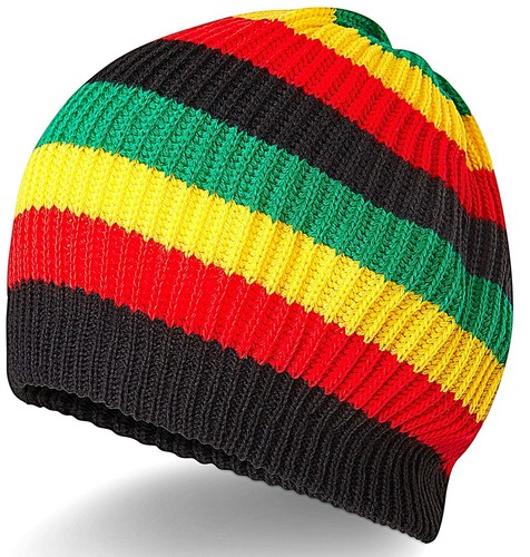Rasta Color Knit Beanie Winter Hat Cap 