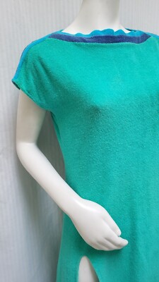 Vintage GILEAD Green Terry Cloth Maxi Dress with Slit - Size M | eBay