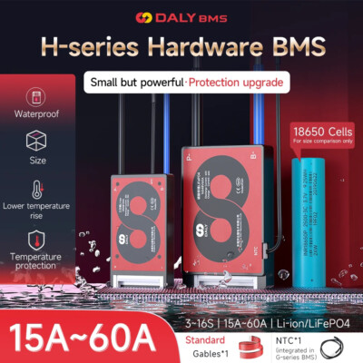 Daly BMS 3S-14S 12V-48V 15A-60A Li-ion LiFePo4 BMS Common Port Balance+NTC DE