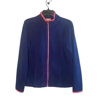 Hudson Bay Apparel women s blue pink full zip fleece jacket size Medium 