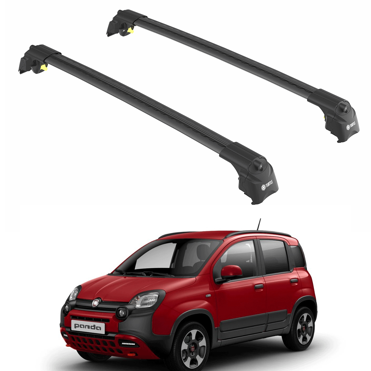 to Fit Fiat PANDA (319) HATCHBACK 12+ Roof Racks Cross Bars Black