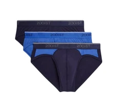 NWT 2(x)ist. 3 Pack. Breathable Stretch No Show Briefs. Blue. MSRP $39.00