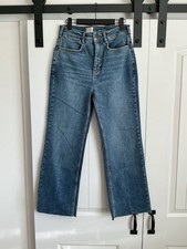 anthropologie Pilcro High Rise Straight Ankle Fray Jeans Size 28