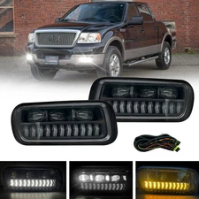 For 2004 2005 2006 Ford F-150 LED Fog Lights Front Bumper Lamps with DRL
