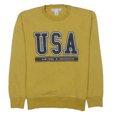 H&M Damen Pullover Sweatshirt gelb USA Grafik Größe M