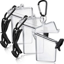 3 Pack Waterproof ID Badge Holder Case Clear Vertical Black,