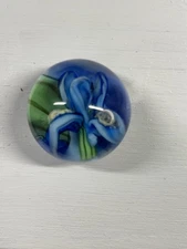 Handmade Glass Bubble Pendant With Iris Inside 1”x1”x.75” For Necklace Or Scarf
