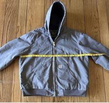 Carhartt Men's Gray Hooded Insulated Lined Full Zip Jacket XL Made in USA