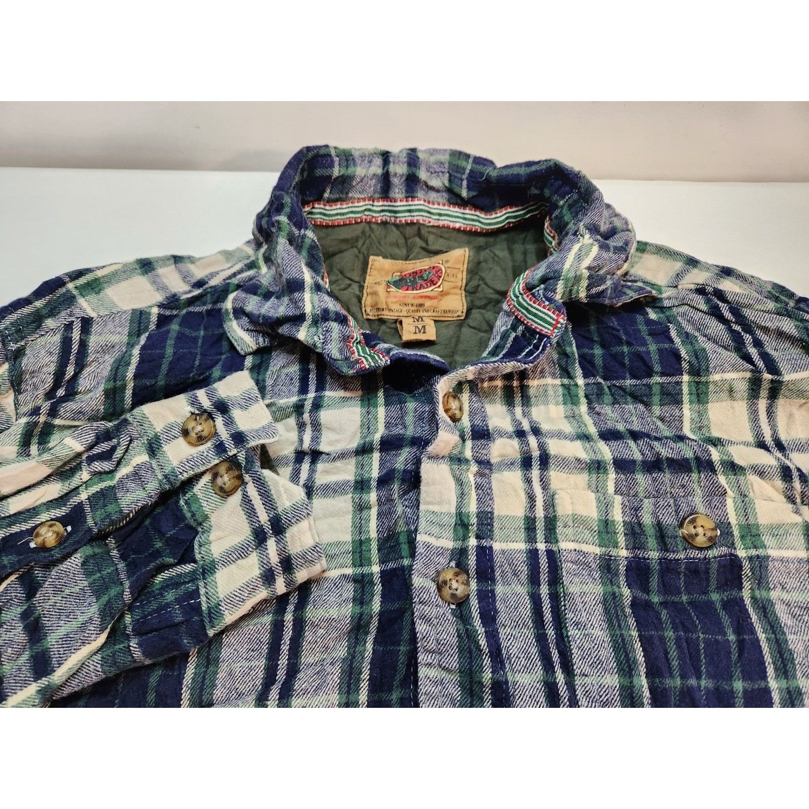 Boston Traders Plaid Flannel Shirt Long Sleeve Button Up Mens Size M