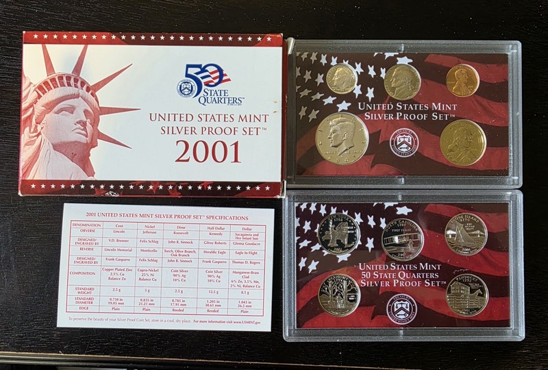 2001 S US Mint Silver Proof Set COA 10 Coins