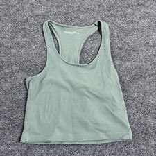 Abercrombie  Fitch Women  s M Sage Green Ribbed Racerback Crop Tank Top