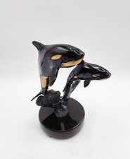 Christian Lassen Bronze Sculpture of 2 Orcas/Killer Whales 11/300 Signed 