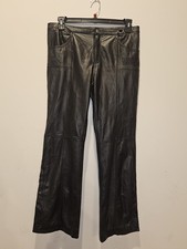 Harley-Davidson Women's Leather RIDING Pants With Embroidered Flame Legs Sz 10