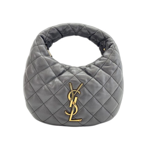 Authentic YVES SAINT LAURENT Icarino Handbag lambskin gray  WS32990