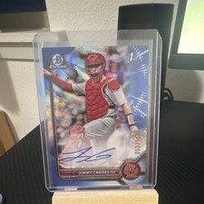 Topps 2022 Bowman Draft Jimmy Crooks III Chrome Blue Wave Auto /150 Cardinals